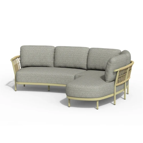 Zestaw wypoczynkowy Tierra Outdoor Fresca Lounge Set Organic Complete Right w kolorze Olive Green z poduszkami Grey Stone – eleganckie meble ogrodowe premium.
