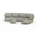 Zestaw ogrodowy Tierra Outdoor Fresca Lounge Set Organic Complete Curved w kolorze Olive Green z poduszkami Grey Stone – elegancki narożny komplet wypoczynkowy.