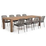 Tierra Outdoor Alaska 300 cm + 8x David Dining Chair Charcoal – Zestaw Obiadowy Ogrodowy Premium